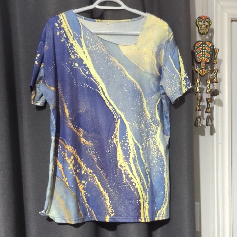 Blue and Yellow Women's Top